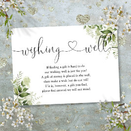 Cartão De Informações Coração Floral Verde Script Casamento Poço das Des