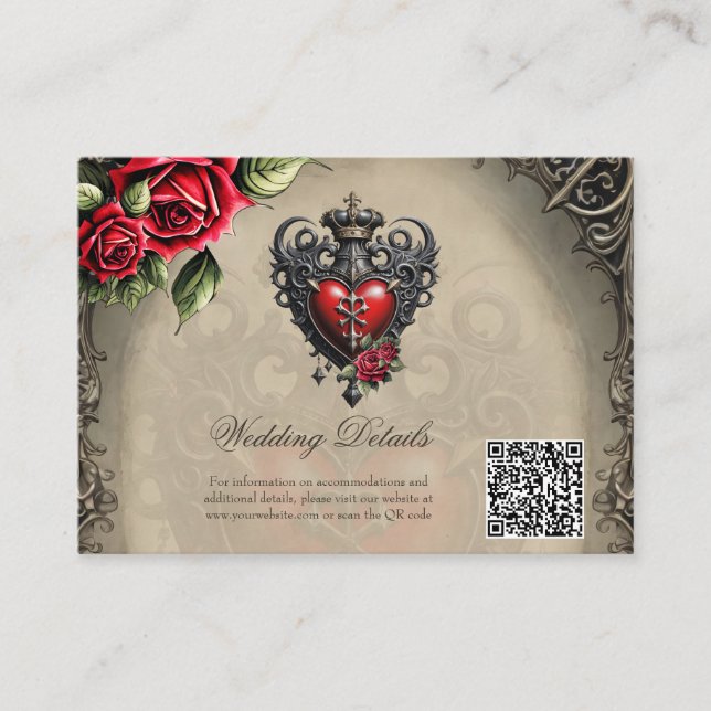 Cartão De Informações Coração gótico elegante, mas místico (Frente)