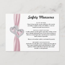 Corações de Diamante Laço Rosa Medidas de Seguranç