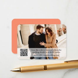 Cartão De Informações Coral de Fotos de Sobreposição QR do Site Casado