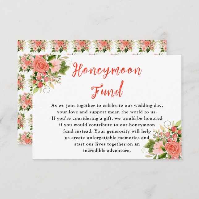 Cartão De Informações Coral Red Roses with Foliage (Frente/Verso)