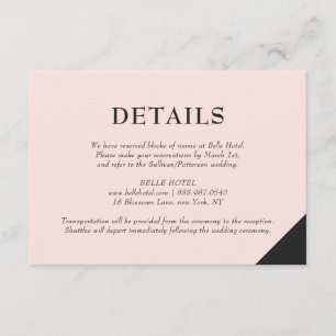 Cartão De Informações Coram as acomodações modernas cor-de-rosa dos