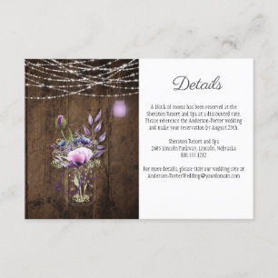 Cartão De Informações Corda Rústica Ilumina Mason Jar Violet