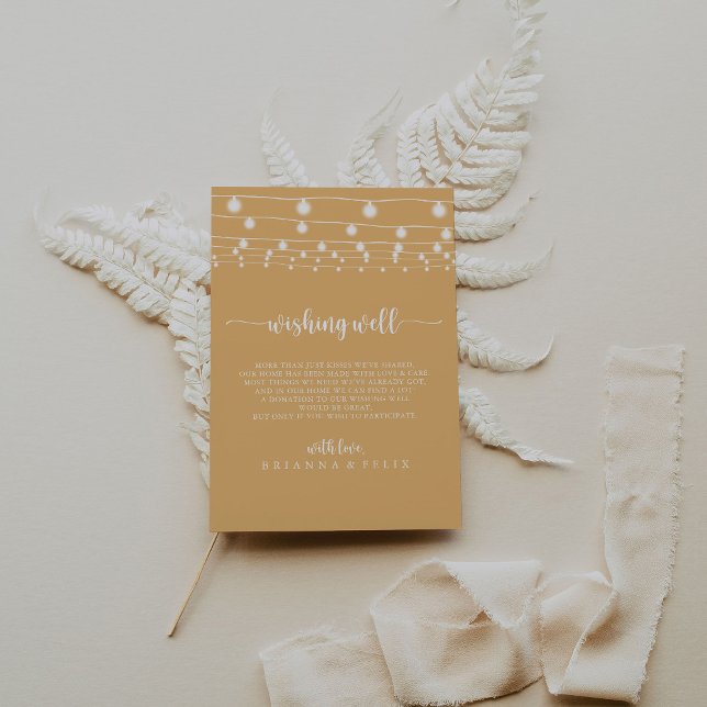 Cartão De Informações Corda Rústica Luzes Amarelo Casamento Desejando Be (Criador carregado)