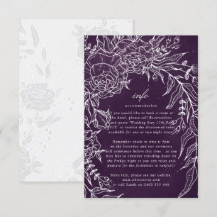 Cartão De Informações Coroa de Flores Romântica Roxa Casamento