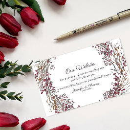 Cartão De Informações Coroa Floral de Casamento de Inverno | Escarlate V