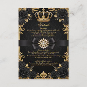 Cartão De Informações Coroa Real Ouro Preto Casamento Elegante