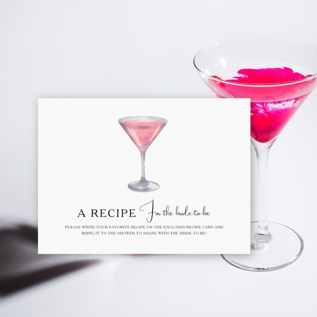 Cartão De Informações Cosmopolitan cocktail Bridal shower Recipe (Criador carregado)