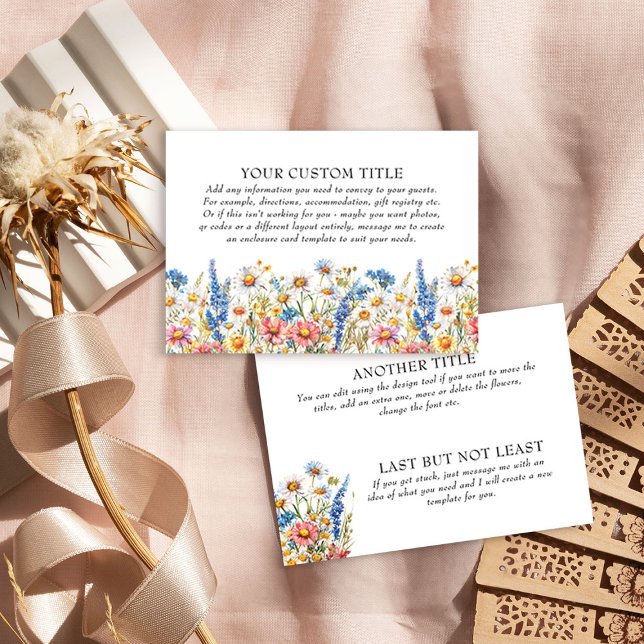 Cartão De Informações Country Wildflower Wedding DIY Custom (Custom enclosure card from the Country Wildflower wedding collection by Darling & May)