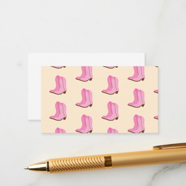 Cartão De Informações Cowboy Rosa Boots Country Ranking Texas (Frente/Verso In Situ)