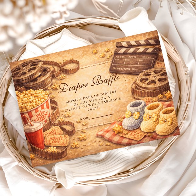 Cartão De Informações Cozy Movie Night Baby Shower Diapper Raffle (Criador carregado)
