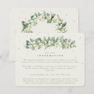 Cartão De Informações Cream Snowberry+Eucalyptus Garland Informações sob
