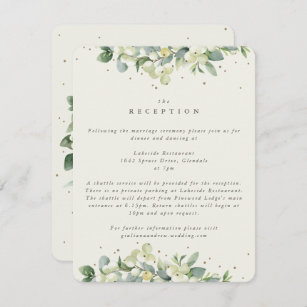 Cartão De Informações Cream Snowberry+Eucalyptus Recepção de casamento