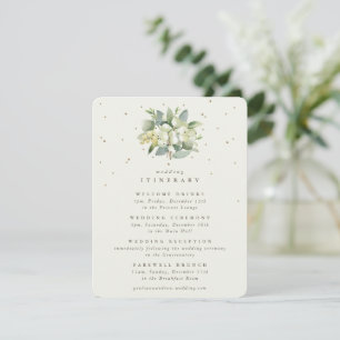 Cartão De Informações Cream Snowberry+Eucalyptus Wedding Itinerário