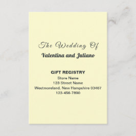 Cartão De Informações Cream Wedding Gift Registry Portrait