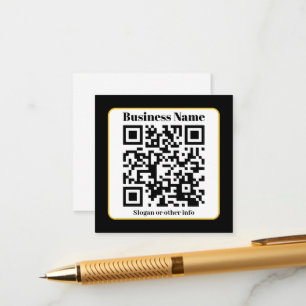 Cartão De Informações Create Your Own QR Code Black White Gold Border