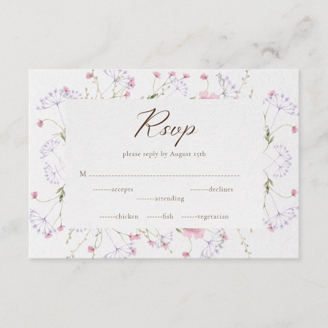 Cartão De Informações Creme de Caligrafia Aquarela Placa RSVP de Flores  (Frente)