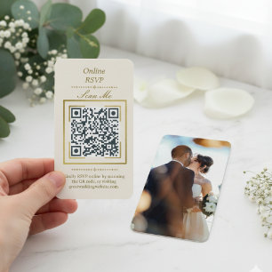 Cartão De Informações Creme de Marfim Código QR de RSVP Online com Fot