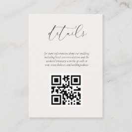 Cartão De Informações Creme QR Code Weding Website Enclosure Card