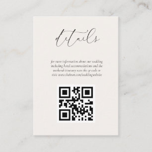Cartão De Informações Creme QR Code Weding Website Enclosure Card