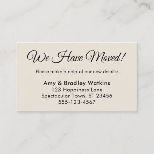 Cartão De Informações Creme Simples Mudamos de Endereço