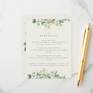 Cartão De Informações Creme Snowberry+Eucalyptus Protesto de Casamento