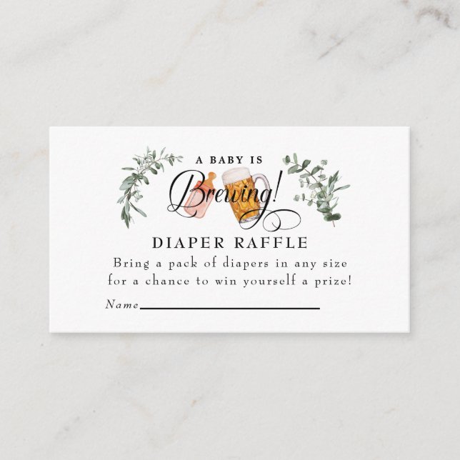 Cartão De Informações Criação de Bebês | Chá de fraldas de aquarelas (Frente)