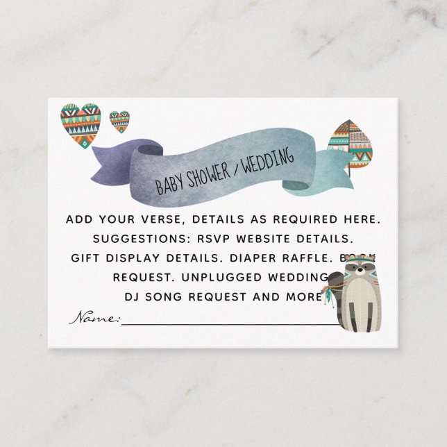 Cartão De Informações Criar Cadernos de Eventos - Animais Da Floresta (Frente)