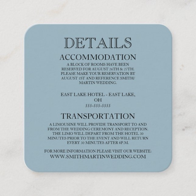 Cartão De Informações Crie seu próprio - Azul empoeirado (Frente)