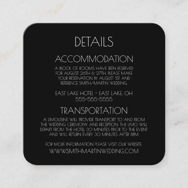 Cartão De Informações Crie seu próprio - Preto (Frente)