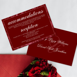 Cartão De Informações Crimson Red Classic Script Elegante
