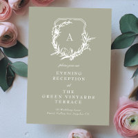 crista de monograma verde sage Recepção de Casamen