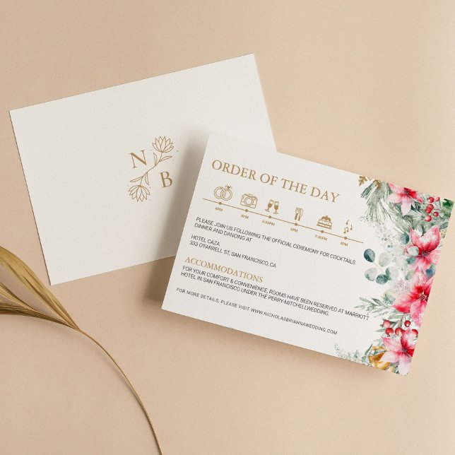 Cartão De Informações Cronograma de Casamento de Natal com Vegetação em  (Criador carregado)