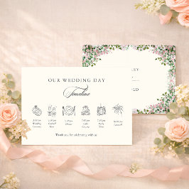 Cartão De Informações Cronograma de Casamento no Jardim Elegante Rosa