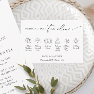 Cartão De Informações Cronograma de Casamento Simples Elegante