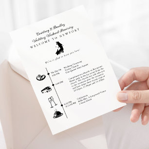 Cartão De Informações Cronograma de Itinerário de Fim de Semana de Casam