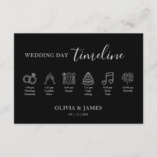 Cartão De Informações Cronologia de Casamento Minimalista Simples
