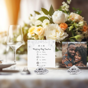 Cartão De Informações Cronologia de Casamento Moderno e Elegante com Fot