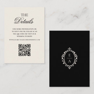 Cartão De Informações Cume Antigo Oval Preto Detalhes do Casamento Códig