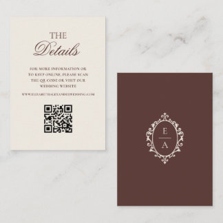 Cartão De Informações Cume Oval Crest Castanho Detalhes do Casamento Cód