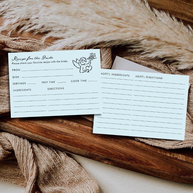 Cartão De Informações Cupid Blue Bridal Shower Recipe For The Bride (Criador carregado)