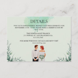 Cartão De Informações Custom green watercolor flowy wedding