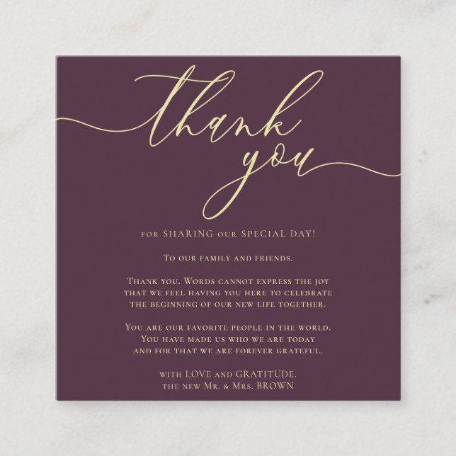 Cartão De Informações Custom Photo Thank You Mini Midnight Fig (Frente)