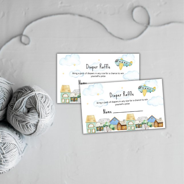 Cartão De Informações Cute Adventure Aviator Diaper Raffle Baby Shower  (Cute Adventure Aviator Diaper Raffle Baby Shower Enclosure Card)