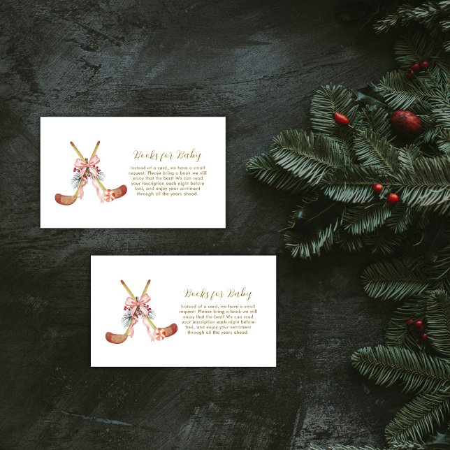 Cartão De Informações Cute All Stars Bow Hockey Girl Books Baby Shower  (Cute All Stars Bow Hockey Girl Books Baby Shower Enclosure Card)