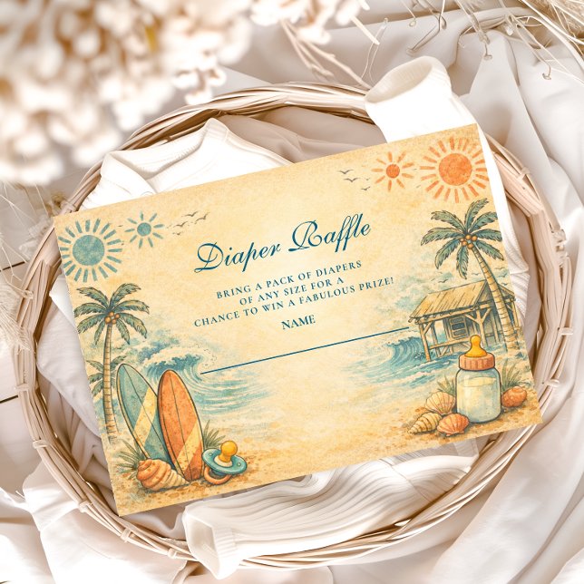 Cartão De Informações Cute Baby On Board Surf Diapper Raffle (Criador carregado)