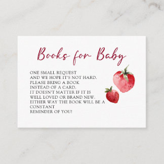 Cartão De Informações Cute Berry Strawberry Baby Shower Book Request