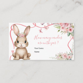 Cartão De Informações Cute Bunny Baby Shower Girl How Many Candies