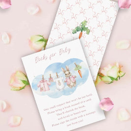 Cartão De Informações Cute Bunny Clothesline Baby Shower Book Request
