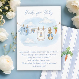 Cartão De Informações Cute Bunny Clothesline Baby Shower Book Request